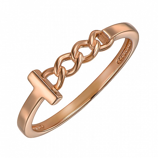 Raudono aukso žiedas su grandinėlėmis