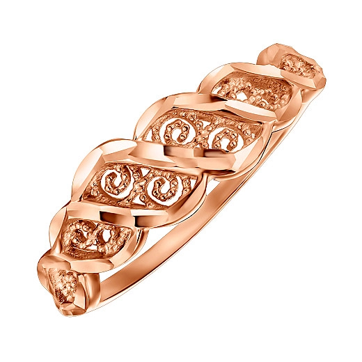 Auksinis žiedas raudonai su įpjovomis