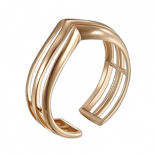 Raudono aukso žiedas su atvira padanga