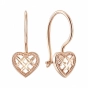Raudono aukso auskarai su širdelėmis ir deimantais