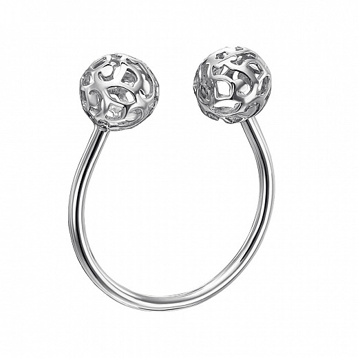 Atviras raudonojo aukso žiedas su ažūriniais rutuliukais