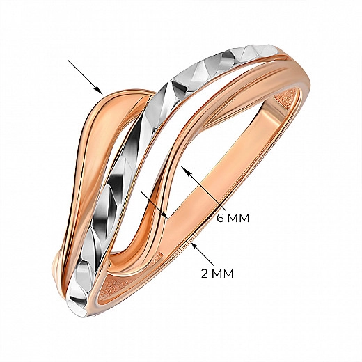 Auksinis žiedas kombinuotos spalvos su fasetu