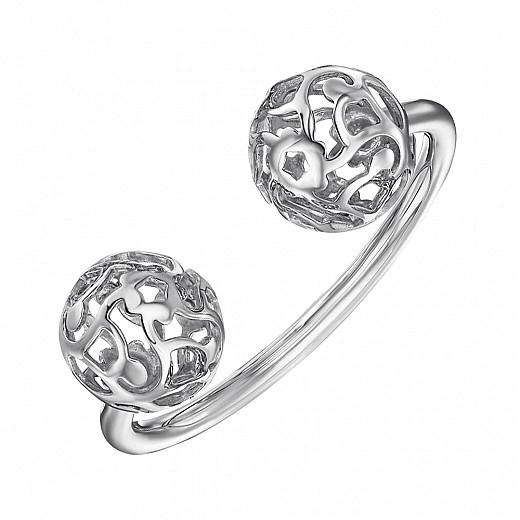 Atviras raudonojo aukso žiedas su ažūriniais rutuliukais