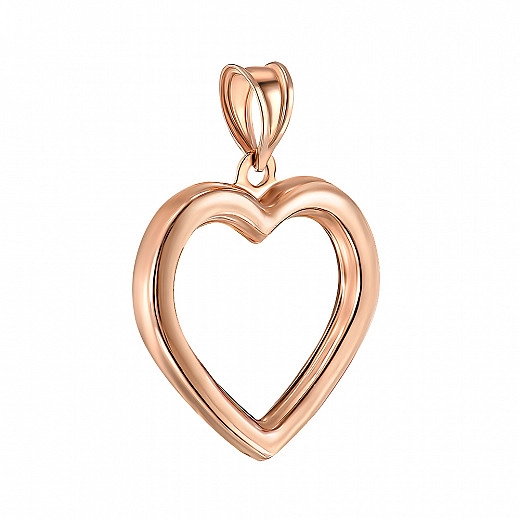 Raudono aukso pakabukas su širdele ir deimantais