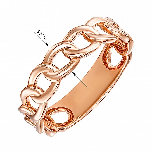 Raudonojo aukso žiedas su dirbtiniu pynimu