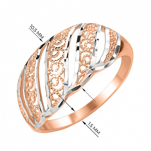 Auksinis žiedas kombinuotos spalvos su fasetu