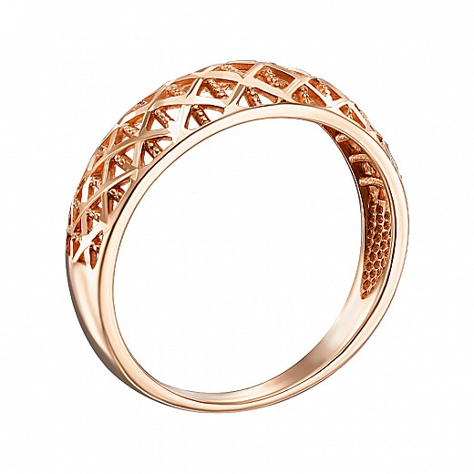 Raudono aukso žiedas su fasetu