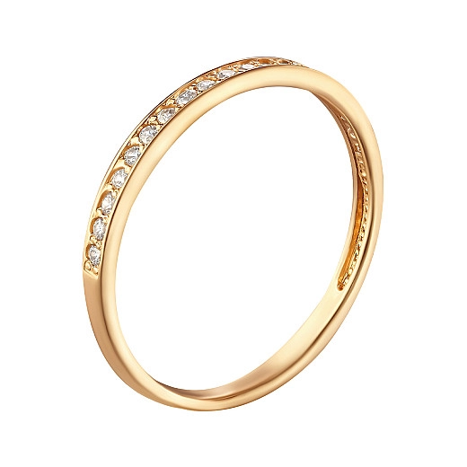 Auksinis žiedas su baltais fianitais