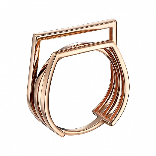 Trigubas asimetrinis žiedas iš raudonojo aukso