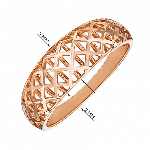 Raudono aukso žiedas su fasetu