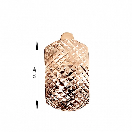 Raudono aukso auskarai su deimantiniais briaunomis