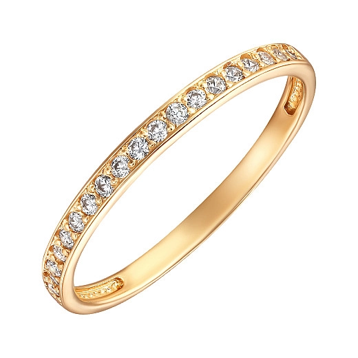 Auksinis žiedas su baltais fianitais