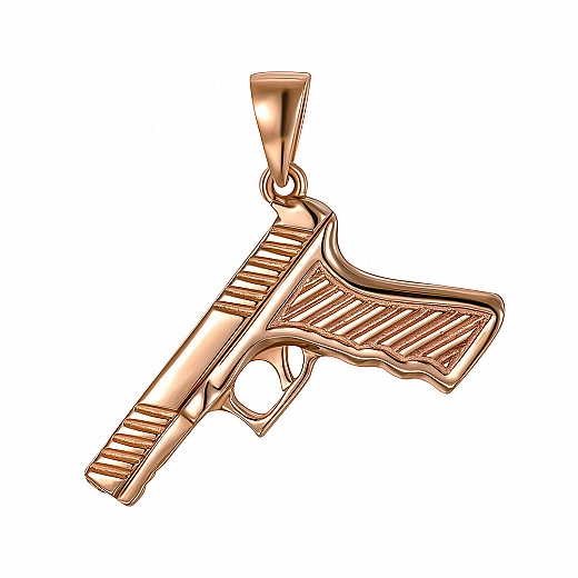 Raudono aukso pakabukas su pistoletu