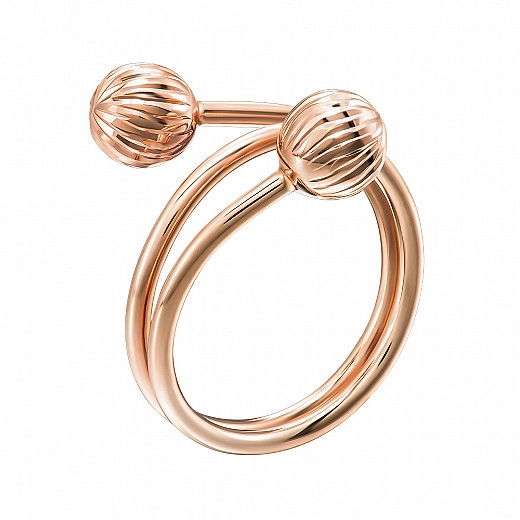 Auksinis žiedas raudonas su karoliukais