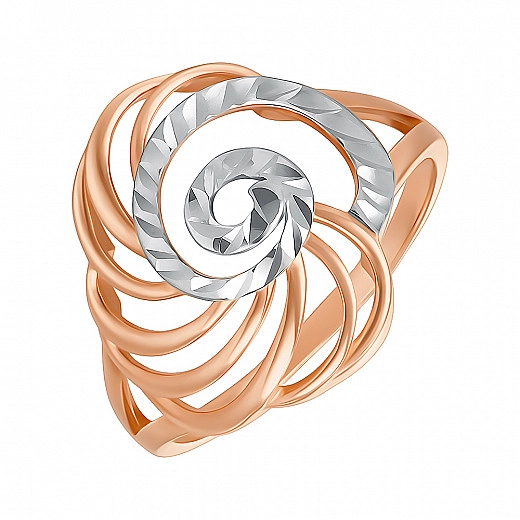 Auksinis žiedas kombinuotos spalvos su fasetu