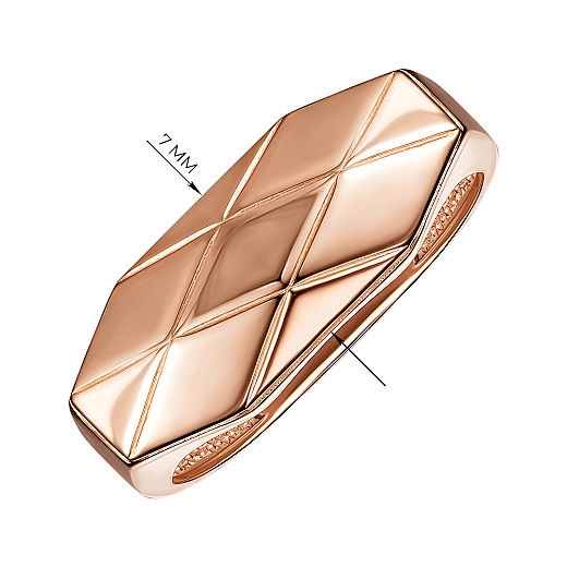 Raudono aukso žiedas su įpjovomis