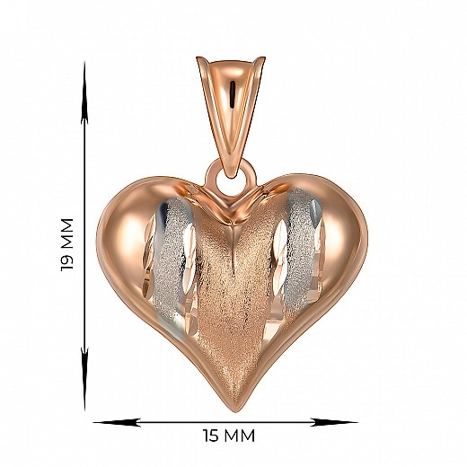 Pakabukas širdelė su kombinuotu auksu