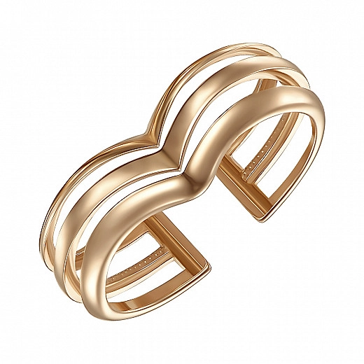 Raudono aukso žiedas su atvira padanga