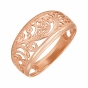 Auksinis žiedas raudonas su ažūriniais raštais
