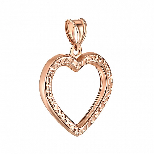 Raudono aukso pakabukas su širdele ir deimantais