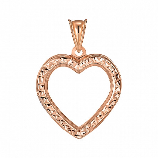 Raudono aukso pakabukas su širdele ir deimantais