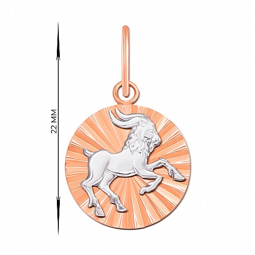 Ožiaragio zodiako pakabukas iš kombinuoto aukso