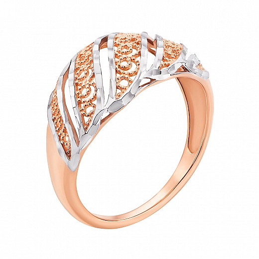 Auksinis žiedas kombinuotos spalvos su fasetu