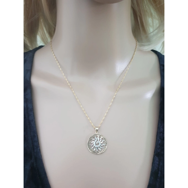 Moteriškas geltono ir balto aukso pakabukas „Saulė“ 585