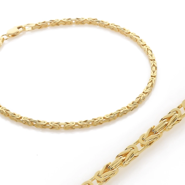 Elegantiška moteriška geltono aukso pilnavidurė Byzantine pynimo apyrankė 585
