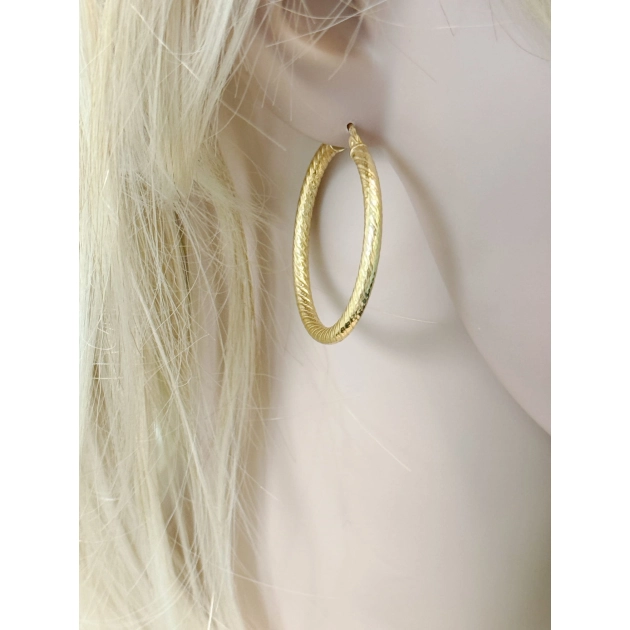 Elegantiški moteriški geltono aukso auskarai lankeliai 585