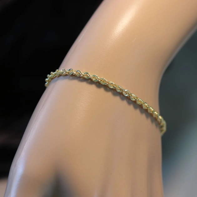 Elegantiška moteriška geltono aukso Rope pynimo apyrankė 585