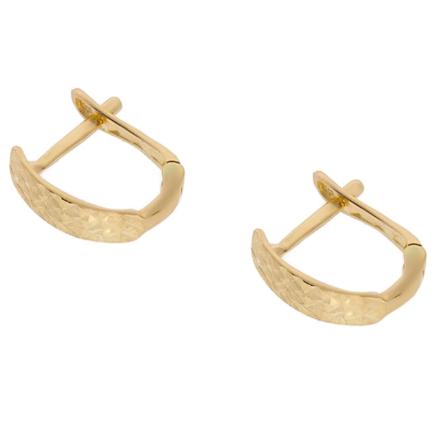 Elegantiški moteriški geltono aukso auskarai su raižyta briauna 585