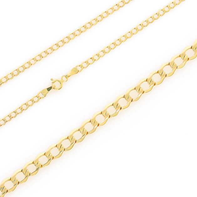 Elegantiška moteriška tuščiavidurė Curb pynimo geltono aukso grandinėlė 585