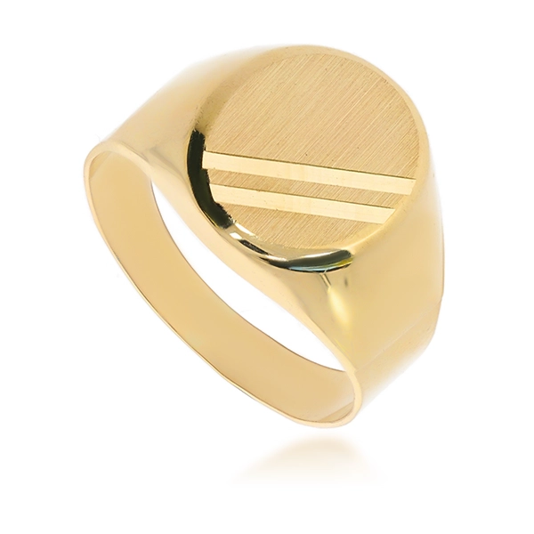 Stilingas vyriškas geltono aukso žiedas-sygnetas 585