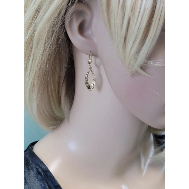 Elegantiški moteriški geltono aukso kabantys auskarai 585