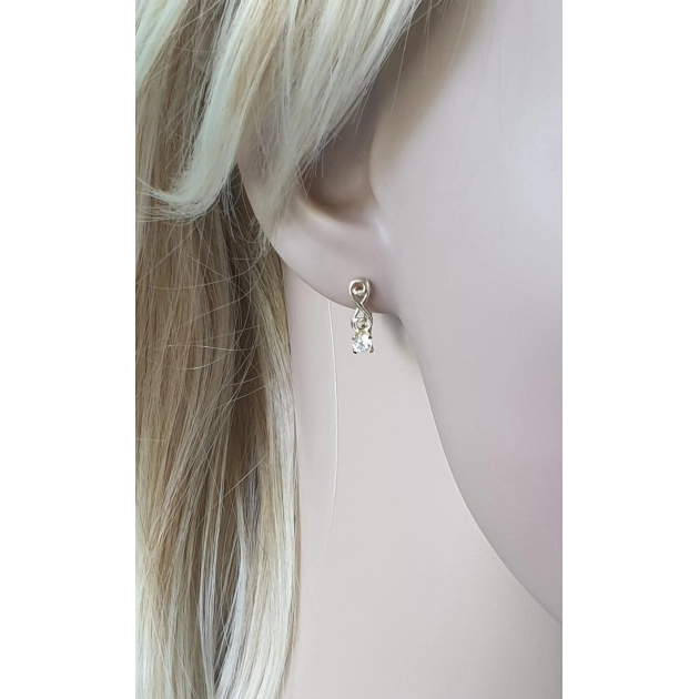 Elegantiški moteriški geltono aukso auskarai su cirkoniais 585