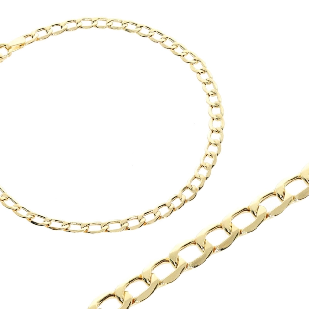 Klasikinė vyriška geltono aukso Curb pynimo apyrankė 585