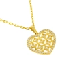 Moteriškas geltono aukso širdies formos pakabukas su cirkoniais 585