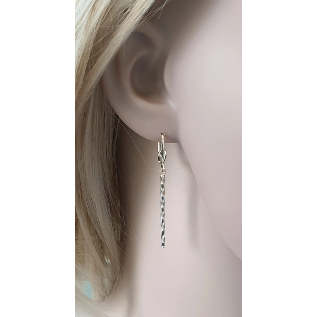 Elegantiški moteriški dviejų spalvų aukso kabantys auskarai 585