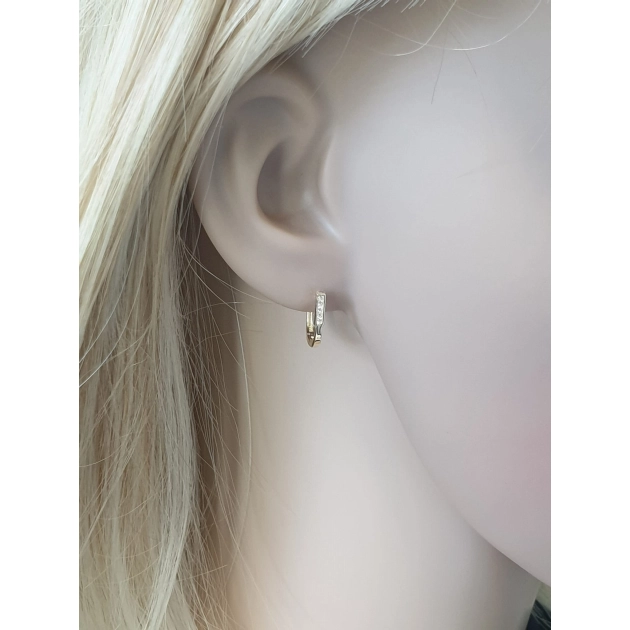 Elegantiški moteriški geltono aukso auskarai su cirkoniais 585