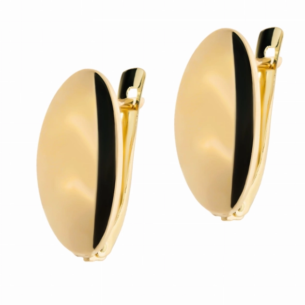 Elegantiški moteriški geltono aukso ovalo formos auskarai 585