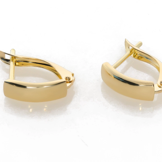 Elegantiški moteriški geltono aukso auskarai su anglišku užsegimu 585