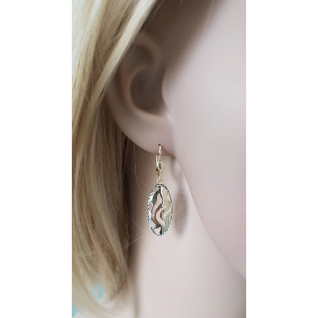 Išskirtiniai moteriški geltono ir balto aukso kabantys auskarai 585