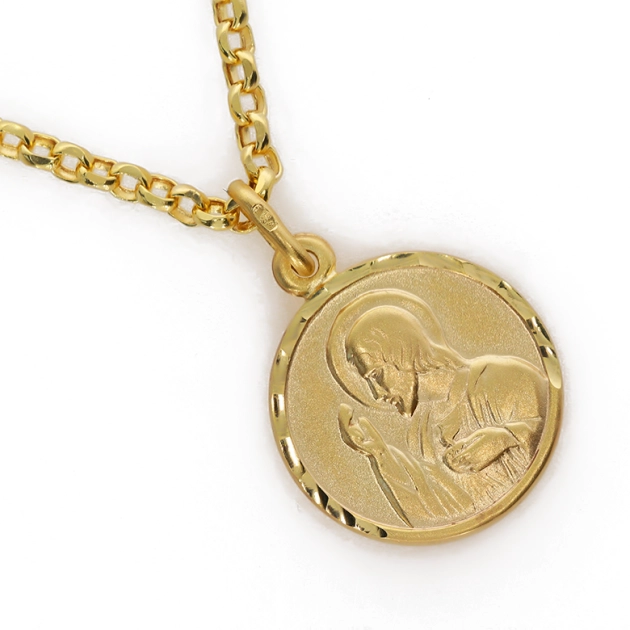 Religinis geltono aukso medalikėlis Šv. Marija ir Jėzus 585