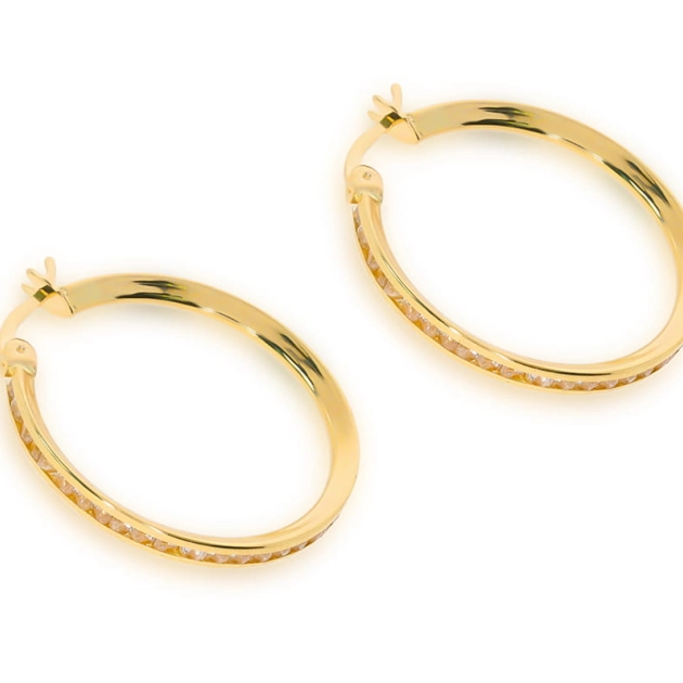 Elegantiški moteriški geltono aukso auskarai su cirkoniais 585