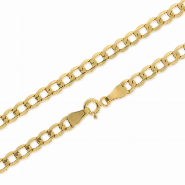 Vyriška tuščiavidurė geltono aukso Curb pynimo grandinėlė 585