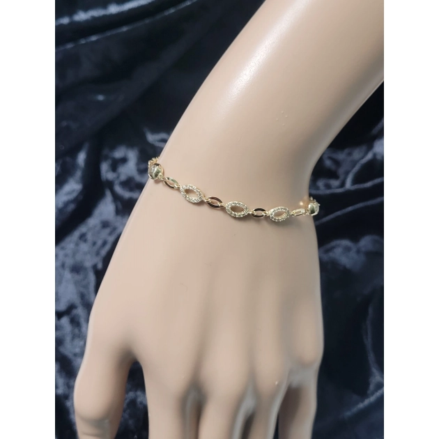 Elegantiška moteriška geltono aukso apyrankė su cirkoniais 585