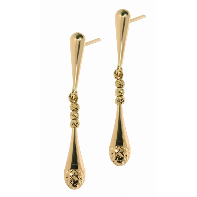 Elegantiški moteriški geltono aukso lašo formos auskarai 585