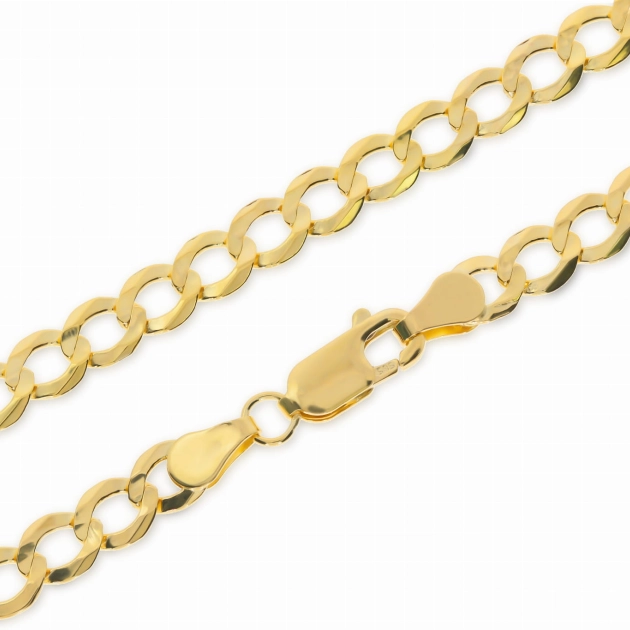 Pilnavidurė vyriška geltono aukso Curb pynimo grandinėlė 585