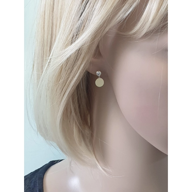 Elegantiški moteriški geltono aukso auskarai su cirkoniais 585